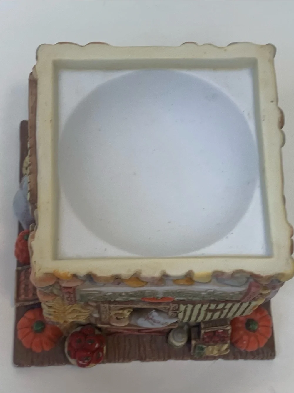 VTG Fall Wax Warmer Melt Ceramic Farmers Market Apples Pumpkins Rustic Country